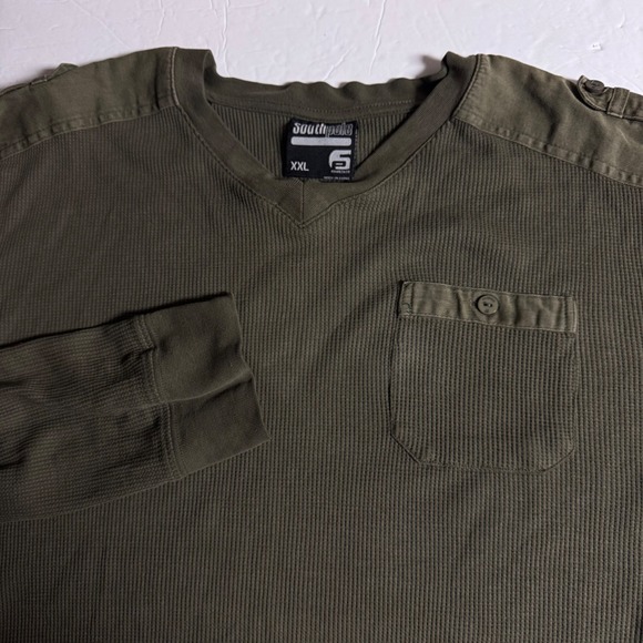Southpole Other - Southpole‎ XXL Mens Olive Green V Neck Long Sleeve Waffle Knit T Shirt Top